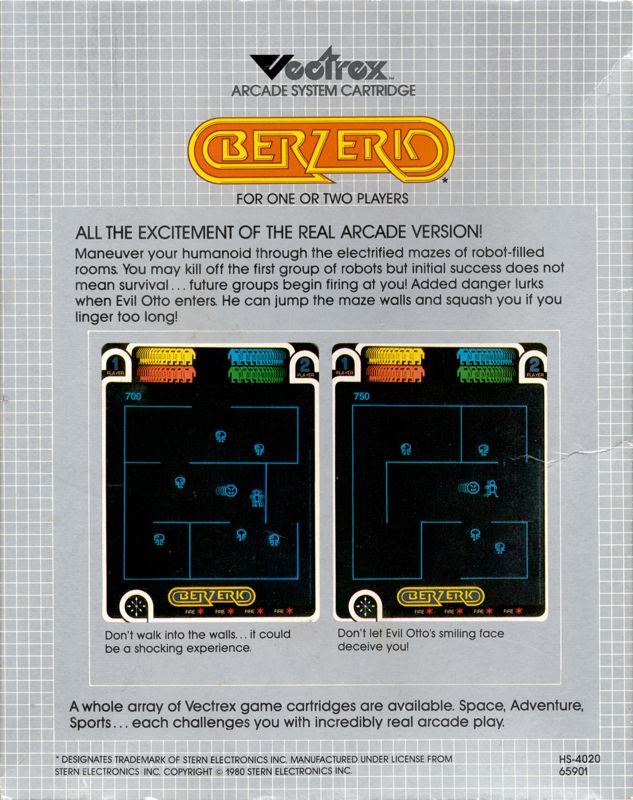 Berzerk box art for Vectrex