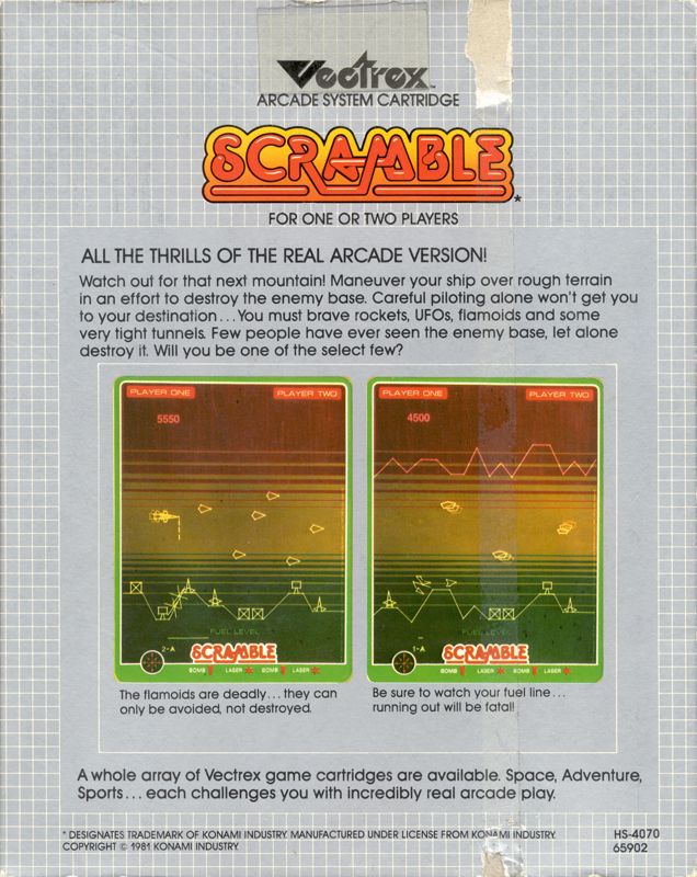 Scramble box art for Vectrex