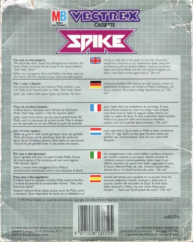 Spike box art for Vectrex