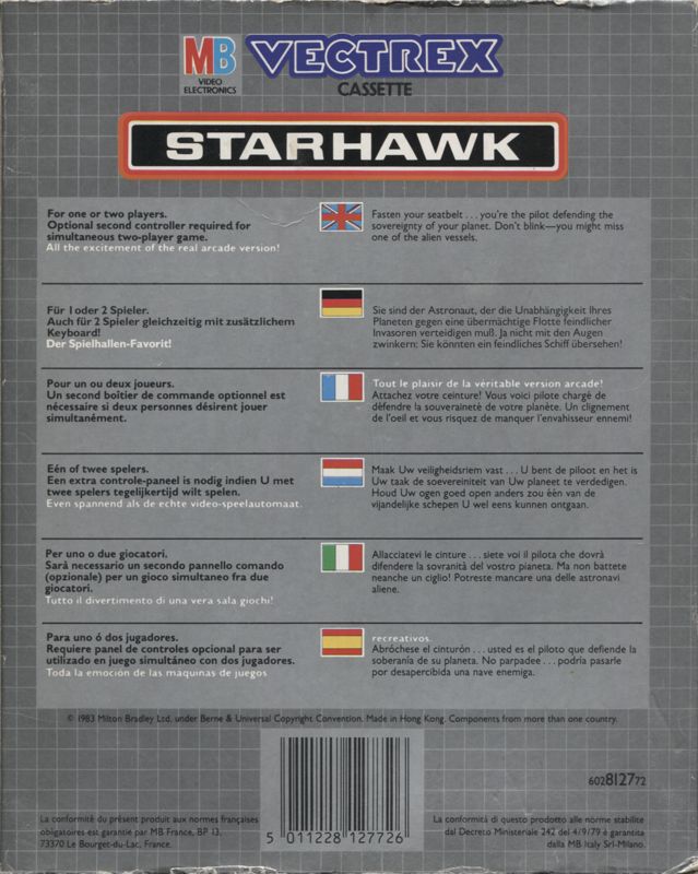 Starhawk box art for Vectrex