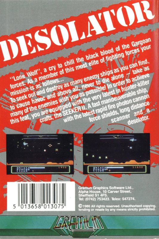 Desolator box art for MSX
