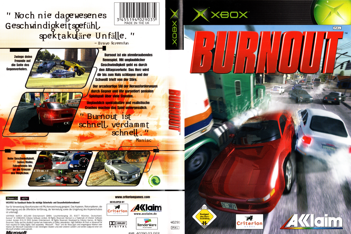 Burnout box art for Xbox