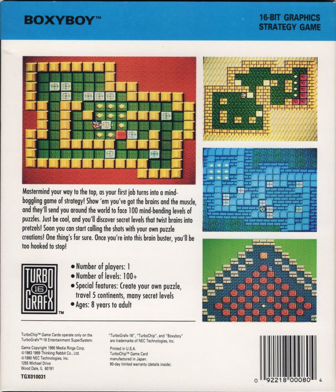 Boxyboy box art for TurboGrafx-16