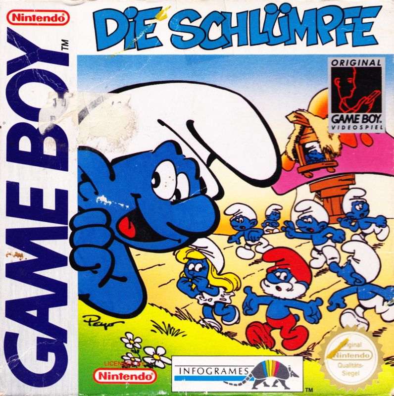 Smurfs box art for GameBoy