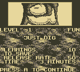 Lemmings screenshot 4 for GameBoy