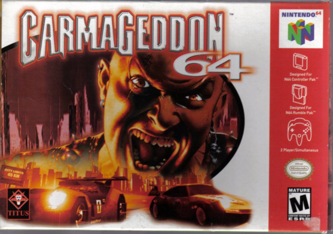 Carmageddon box art for Nintendo 64