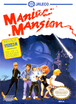 Maniac Mansion box art for Famicom
