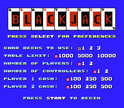 Blackjack screenshot 4 for NES