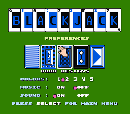 Blackjack screenshot 5 for NES