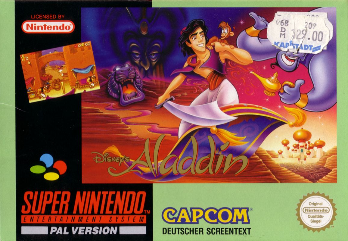 Aladdin box art for Super Nintendo