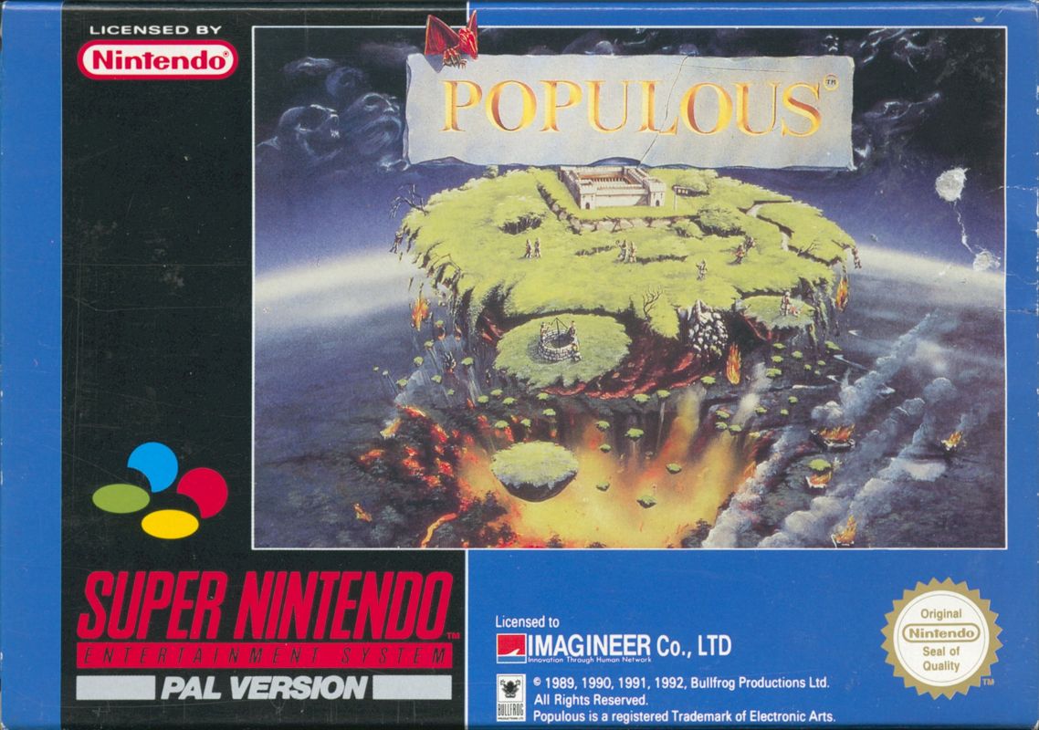 Populous box art for Super Nintendo