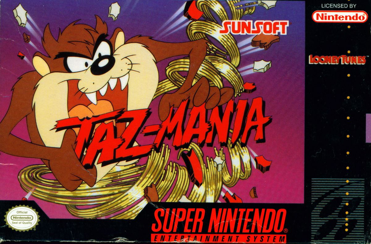 Taz-Mania box art for Super Nintendo