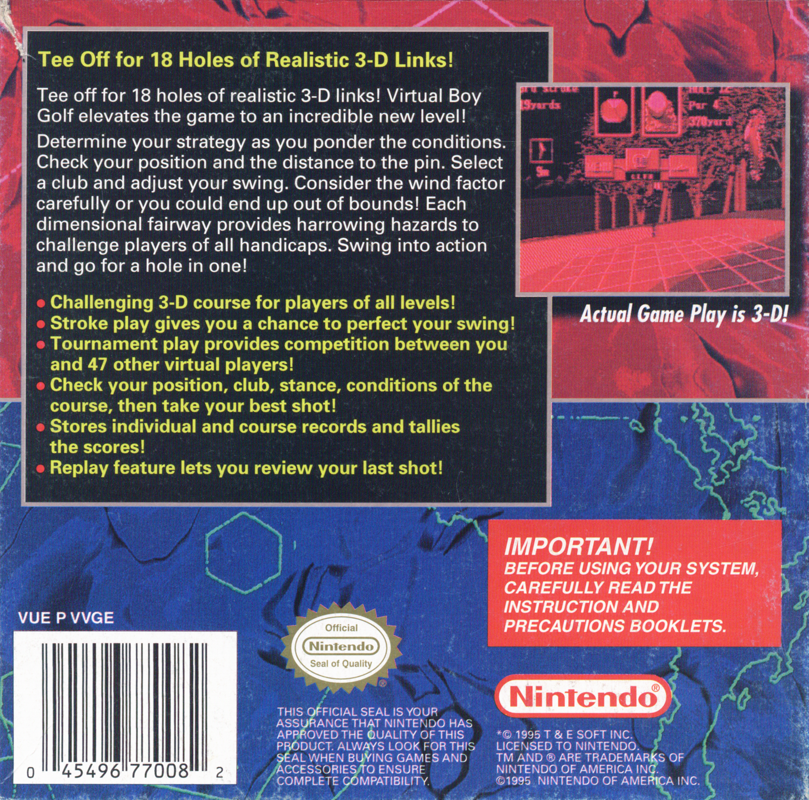 Golf box art for Virtual Boy