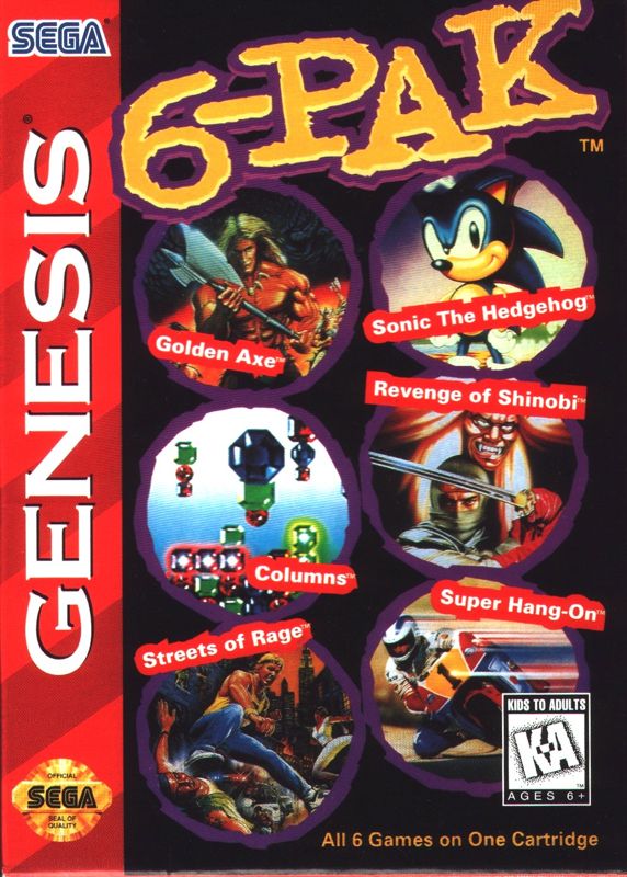 6-Pak box art for Sega Genesis