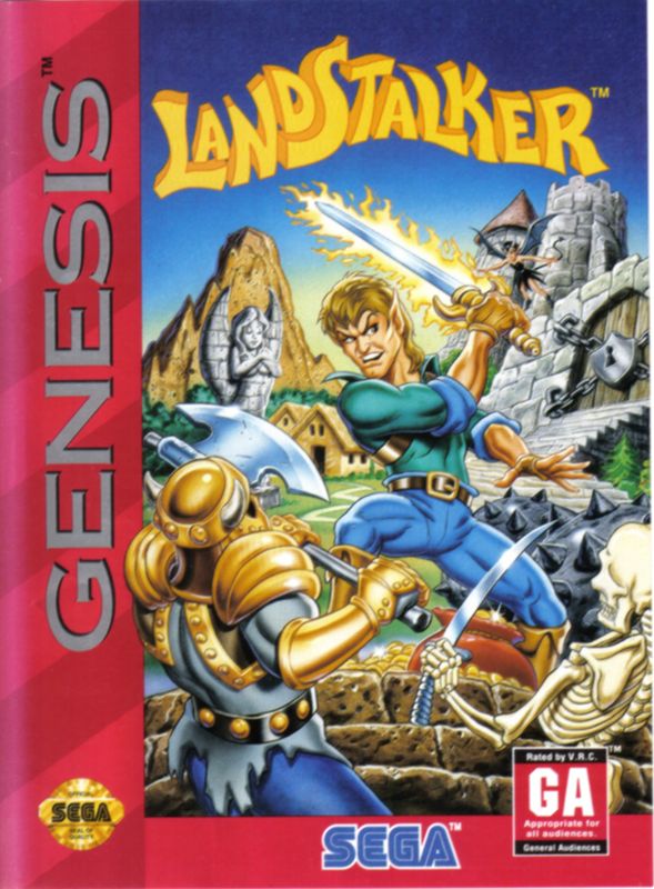 Landstalker Treasures of King Nole box art for Sega Genesis