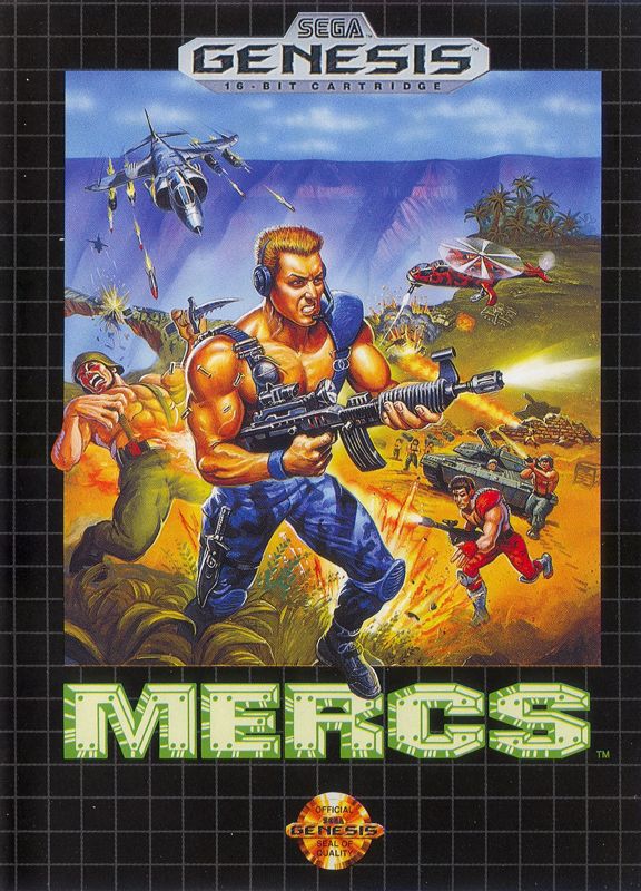 Mercs box art for Sega Genesis