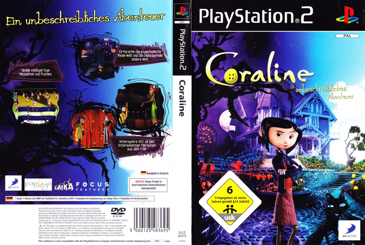 Coraline box art for Playstation 2