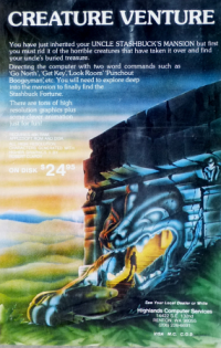 Creature Venture Apple II  box art