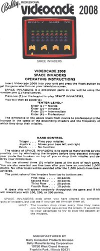 Space Invaders Bally Astrocade US box art